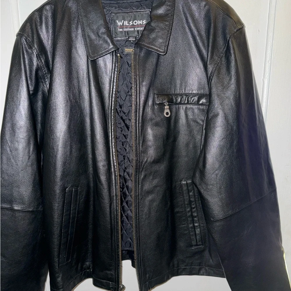 Wilson Black Leather Jacket for Men - Picture 2 of 15